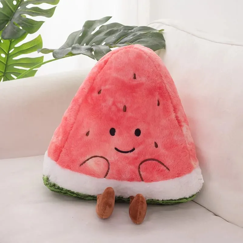 23/45cm Cute Watermelon Slice Plush Pillow Smiling Face Cute Triangular Fruit Red Cushion with Legs Plushie Decoration Gift