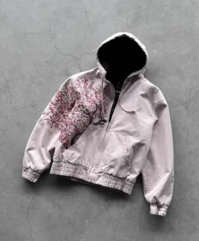 American Retro Rock Gothic Graphic Fur Collar Loose Zipper Sweatshirt Men's Y2K New Harajuku Punk Casual Joker Hoodie Streetwear