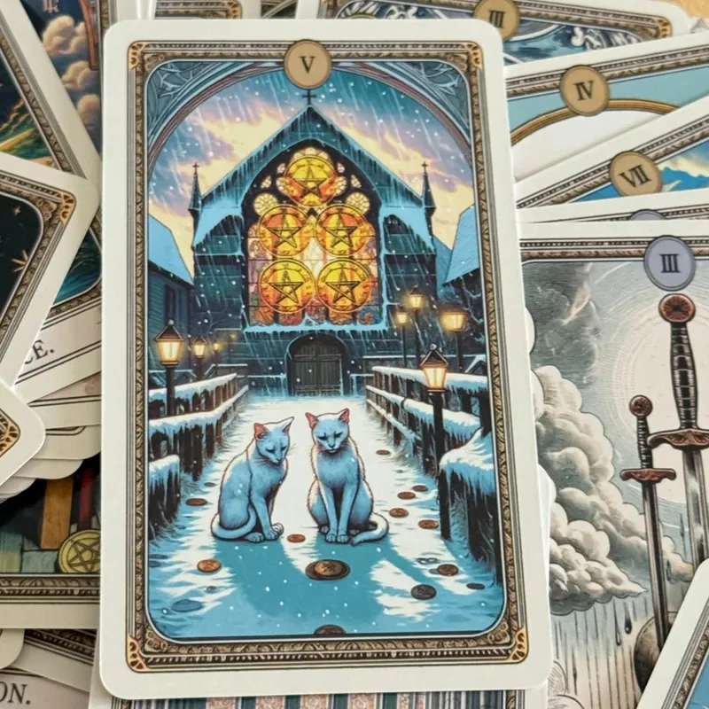 Cat Tarot Deck in Metal Box 12*7cm Cute Kitten Tarot Cards with Paper Guidebook with Paper Guidebook for Cat Lovers Board Games — image 4