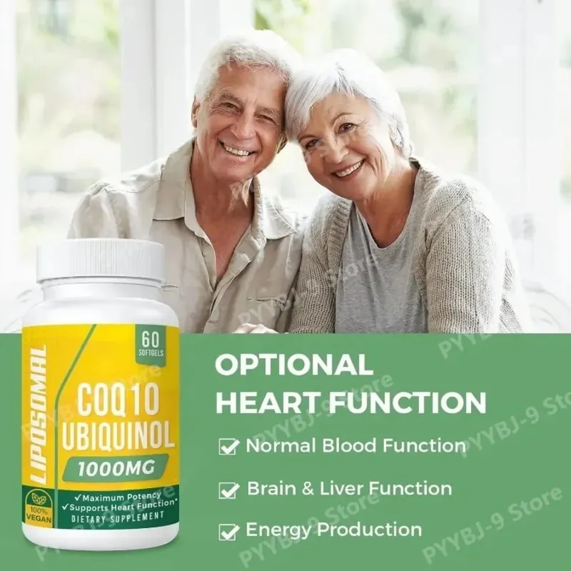 CoQ10 Ubiquinol 1000mg Vegan Softgels 60 Ct Liposomal High Absorption Coenzyme Q10 for Heart Energy Antioxidant Daily Support