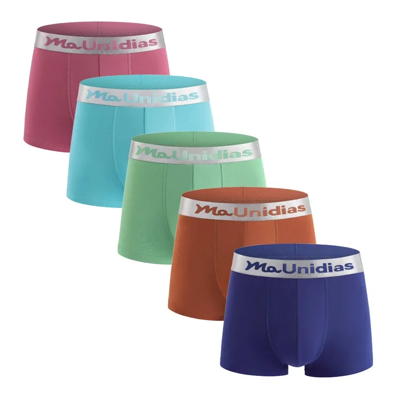 5Pcs Bamboo Fiber Men Underpants Maunidias Boxer Briefs Letter Elastic Waistband Underwear Mens Boxers Solid Color Men's Panties — image 19