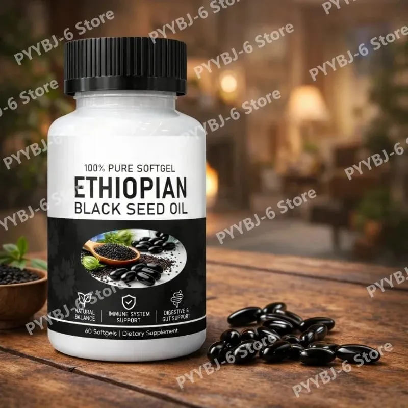 Ethiopian Black Seed Oil Organic Cold-Pressed Immune Support Supplement 60 Softgels for Joint Health & Antioxidant Protection — image 1