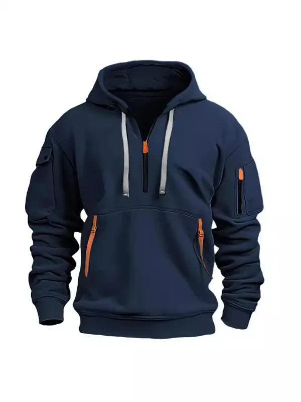 Men's Spring Autumn Hooded Sweatshirt Zip Multi Pocket Pullover Casual Sports Jacket Fashion Trendy Hoodie Top for Men Street — image 12