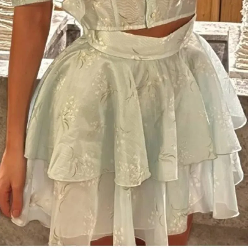 Floral Print Side Split V-Neck Mini Dresses Slim Fitwaist Cinching Puff Sleeve 2026 Summer Elegant Women Party Sweet Vestidos
