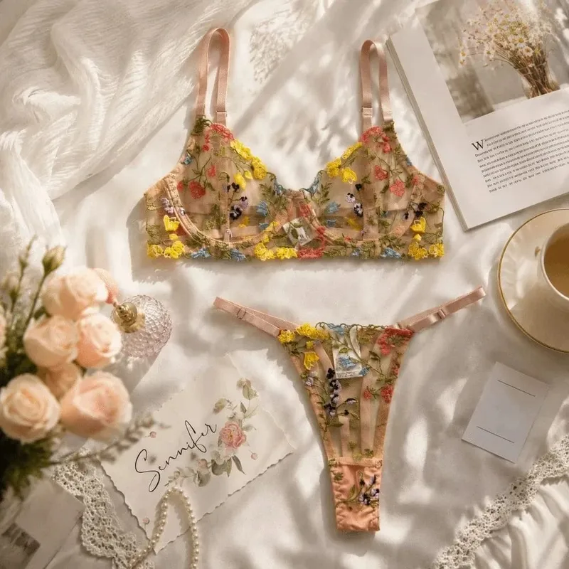 Sheer Intimates Transparent Lingerie Set Push Up Ultra-thin Panties Bra Set Elegant Bra Suit Lady — image 3