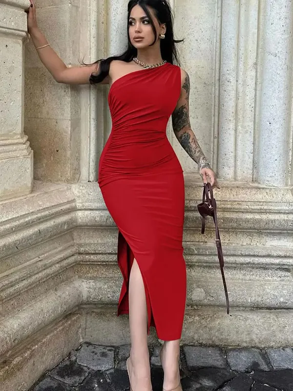 Women Maxi Dresses Sexy Split Black Sleeveless Backless Slim Dress Summer Female Fashion Off Shoulder Club Elegant Party Dresses — image 5