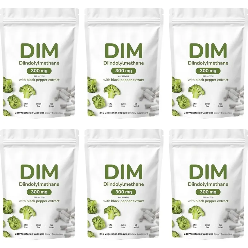 DIM Diindolylmethane Vegetarian Capsules with Black Pepper Extract GMO Free Gluten Free 240 Capsules