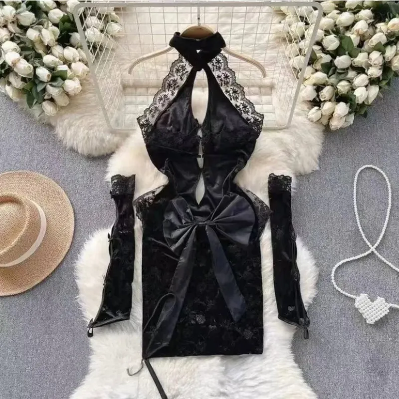 Woman Embroidery Floral Mesh Fashion Sexy Dress Chinese Style Short Sleeve Split Hollow Out Cheongsam New Gauze Sheer Dress — image 15