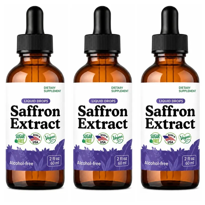Saffron Supplements 88.5mg - Mood Focus & Eye Support Saffron Extract Liquid Drops Mix with Tea Vegan Alcohol-Free 2 Oz