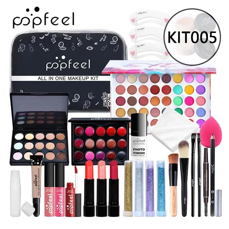 Conjuntos de maquiagem sombra batom sobrancelha corretivo pó escova kit de maquiagem completo para mulheres iniciante estudante conjunto completo