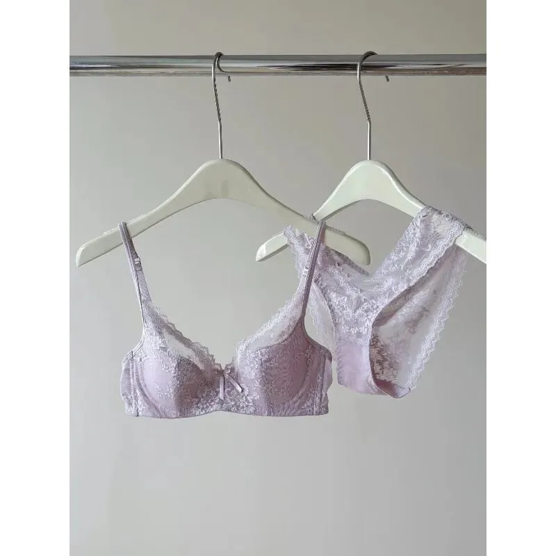 French Lace Underwire Bra Set | Half Cup Push Up Bra Large Bust Summer Lightweight Slimming Anti Sag Women‘s Lingerie BANERDANNI
