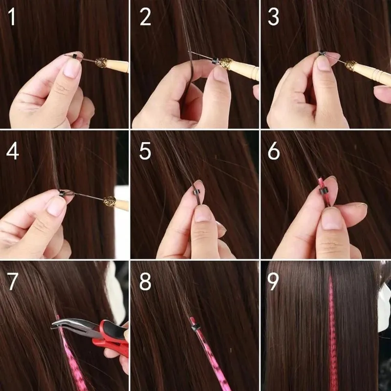 Synthetic Colored I-Tip Stick Hair Extensions Straight Hair 16 Inch For Women High Temperature 10 Strands/Pack Colors