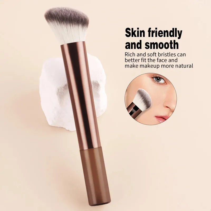 8Pcs Brown Coffee Makeup Brush Set Powder Blush Foundation Eyeshadow Brushes With Triangle Puff — image 5