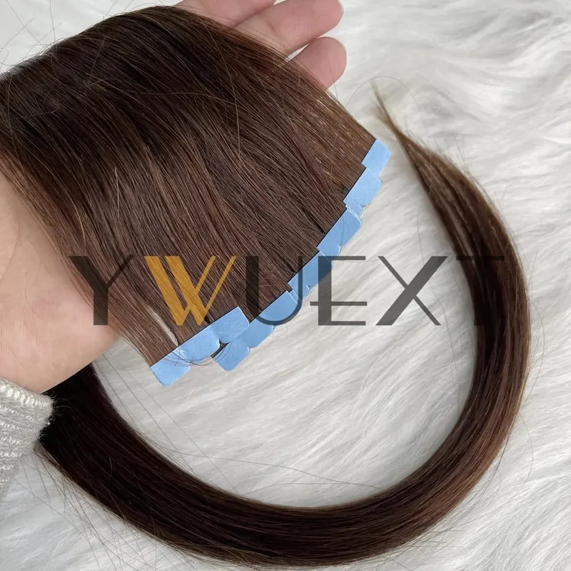 Mini Tape In Human Hair Extensions 12"-24" Machine Remy Skin Weft Adhesive Tape Hair Natural Black Brown Blonde Tape Ons 10pcs