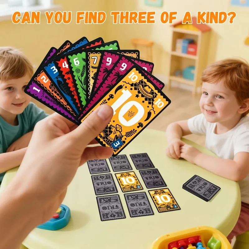Trio Memory Challenge Bilingual Strategic Card Game Brain Training Activity for Family Party Group Fun Board Game Toys