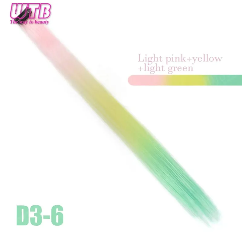 WTB Colored Synthetic Hair Extensions BB Clip Style Gradient Color Hair Extensions Suitable for Women's Daily Wear and Holidays