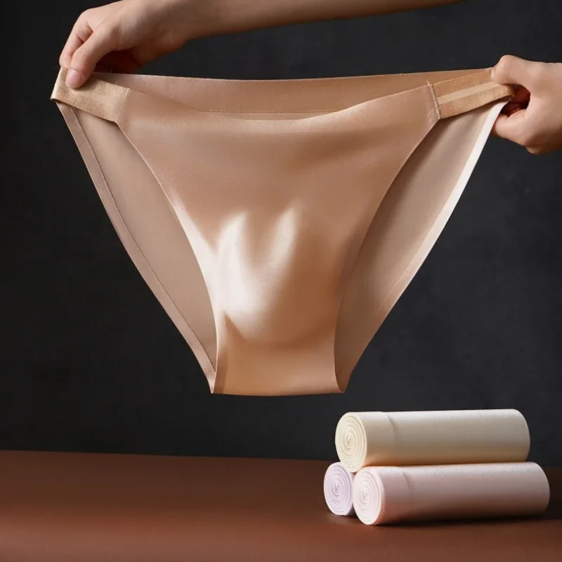 Smooth Seamless Underwear Men Sexy Ice Silk Briefs Quick Drying Underpants Male Breathable Lingerie Male Silky Undies Short Pant — image 6