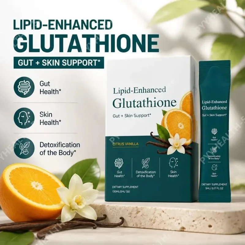 Lipid-Enhanced Glutathione Liquid Supplement Packets with Citrus Vanilla Support Gut Health and Skin Health 26 Packets 130ml — image 2