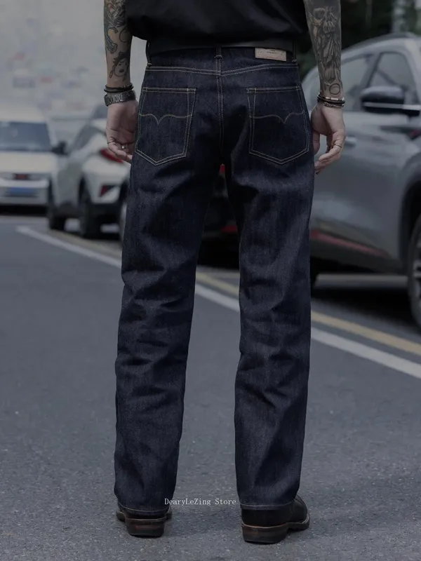 Red Tornado 12.5oz Vintage Selvedge Jeans Rinsed Relaxed Straight Leg One-wash Raw Denim Trousers for Men — image 4