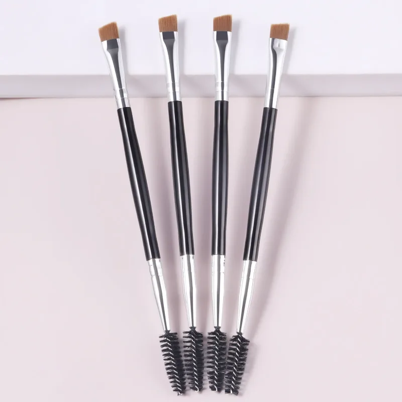 Dual Head Eyebrow Makeup Brushes 4Pcs Spoolie Lash Brush Angled Brow Fill Brush Professional Eye Cosmetic Tools