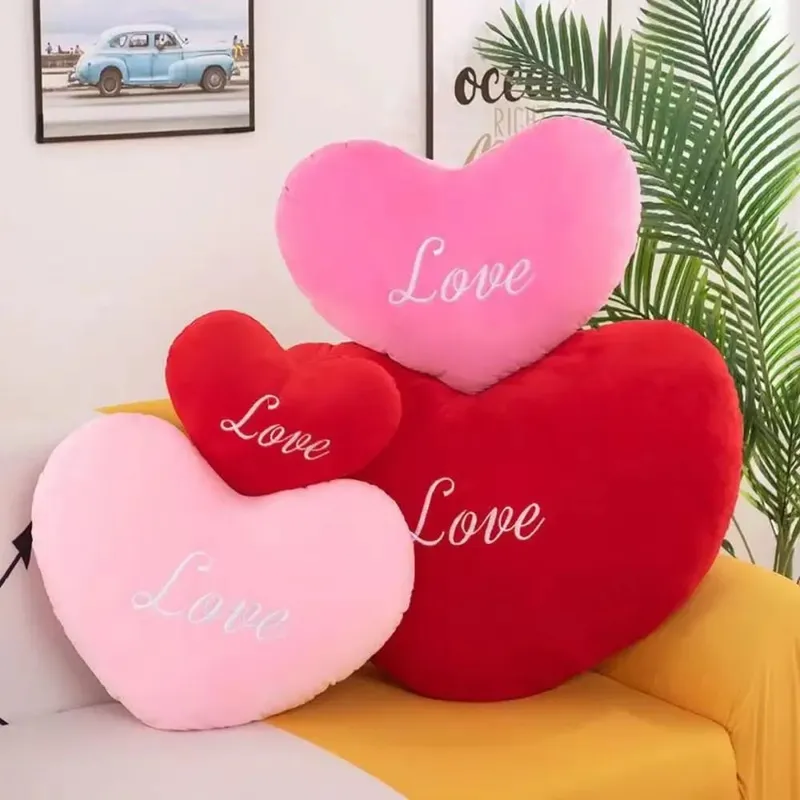 New Heart Shape Heart Plush Pillow Pink Color Valentines gift Soft Pillow Red Color Stuffed Pillow for Birthday — image 4