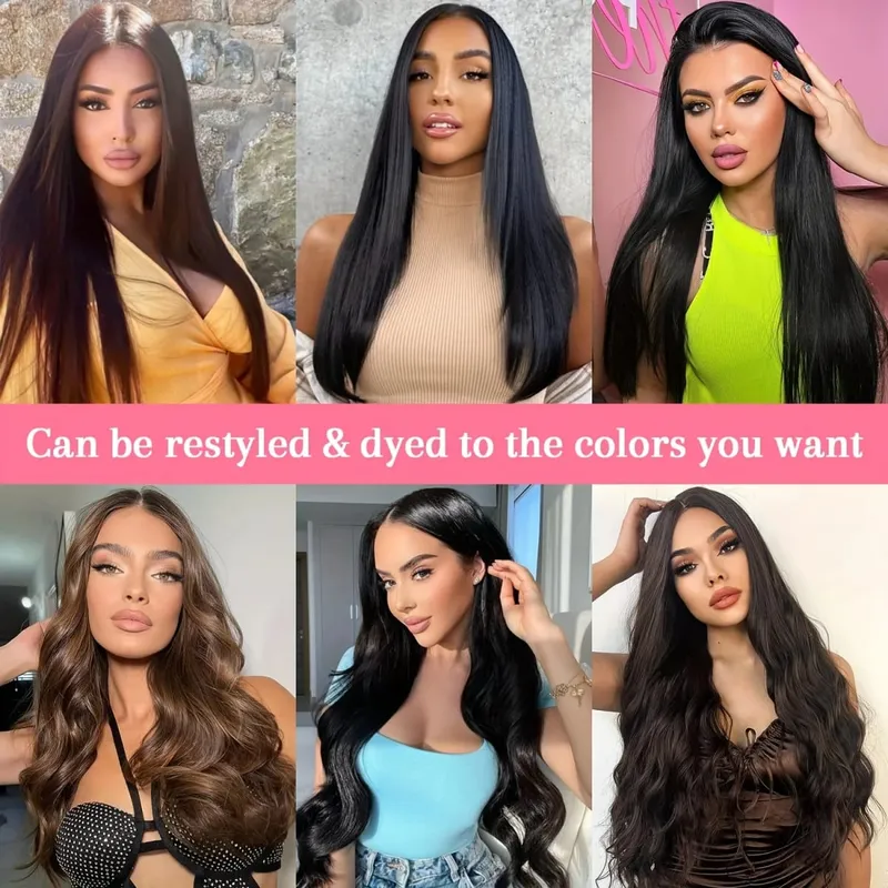 20" Straight Super Long 7pcs Set Thick Clip in on Hair Extensions Straight Full Head Black for Women Synthetic Hair — image 6