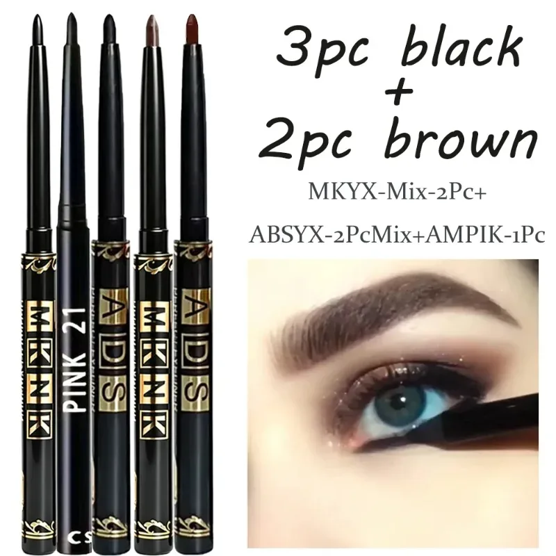 1-12pcs Waterproof Black Eyeliner Pencil Smudge-Proof Easy Twist Application Eye Gel for Beginner-Friendly Bold Punk Eye Makeup