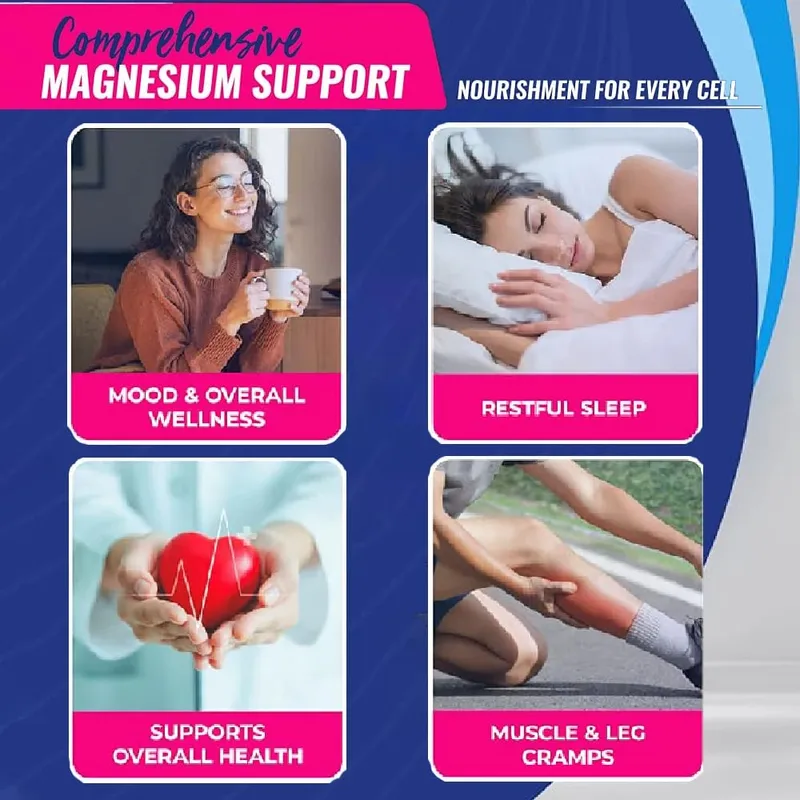 Magnesium Complex Supplement 8 Elemental 1000mg - Magnesium Glycinate Citrate Malate Taurate for Bones Recovery Energy