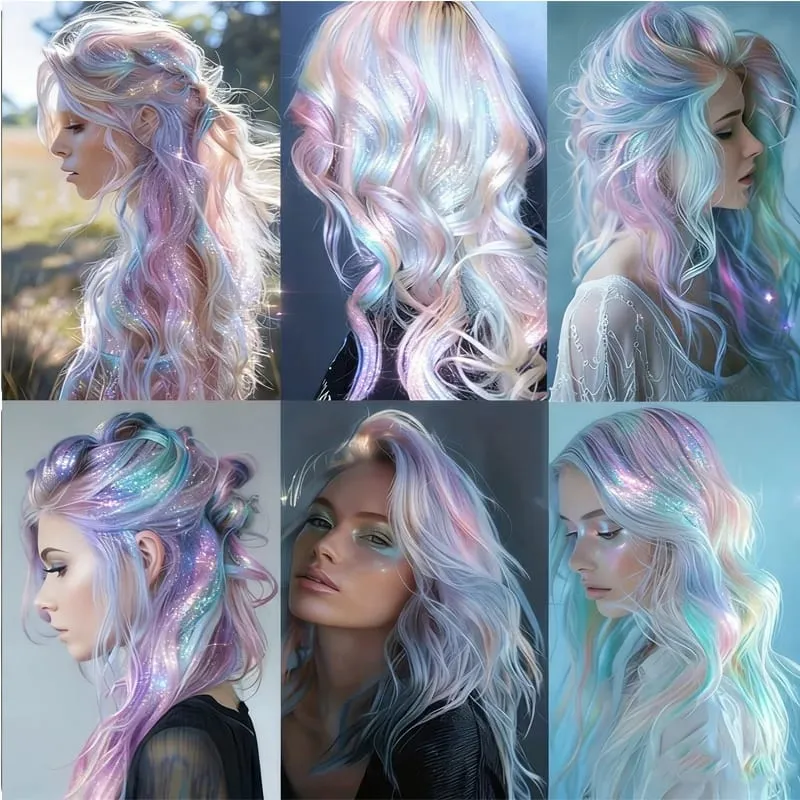 5pcs 24inch Colored Clip in Hair Extensions Long Straight Colorful Highlights Hair Pieces Synthetic Rainbow Hairpieces for women — image 5