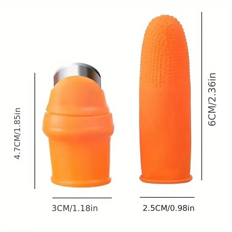 Thumb Knife Set with Finger Cots for Peeling Garlic Hulling Strawberries Picking Peppercorns & Vegetables (6 Pcs)