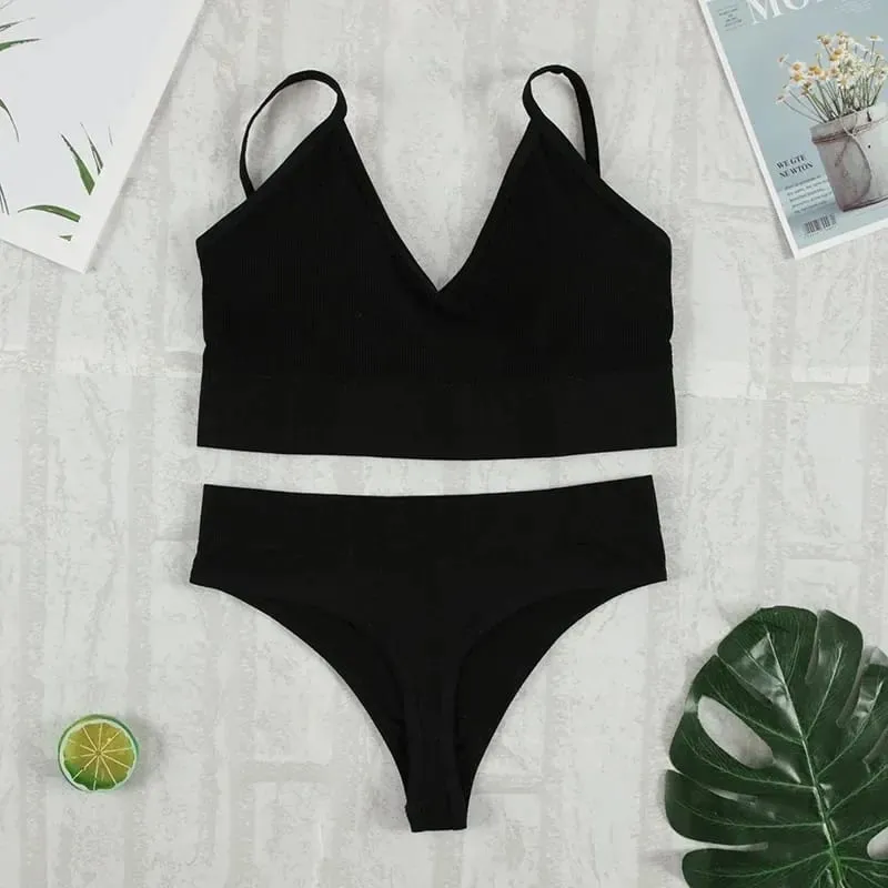2 Pcs Bra Set Underwear Set Women Panties Sexy G-String Seamless Bralette Female Lingerie Soft Tank Crop Top 2026 New