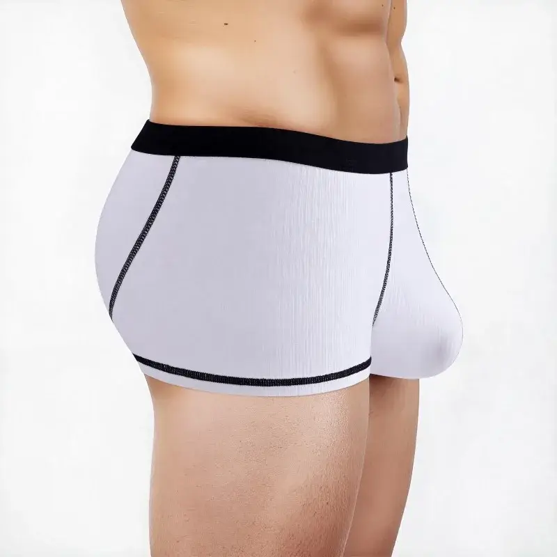 Men's Large Scrotal Pouch Underwear Stretch Solid Low Rise Boxer Shorts Breathable U Bugle Pouch Underpant Comfortable Trunk — image 2