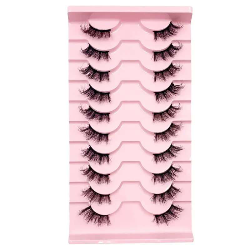3D Cat Eye Lashes Half Eyelashes 10Pairs Half Lashes Natural Clear Stem False Eyelash Extension Makeup Faux Cils maquiag