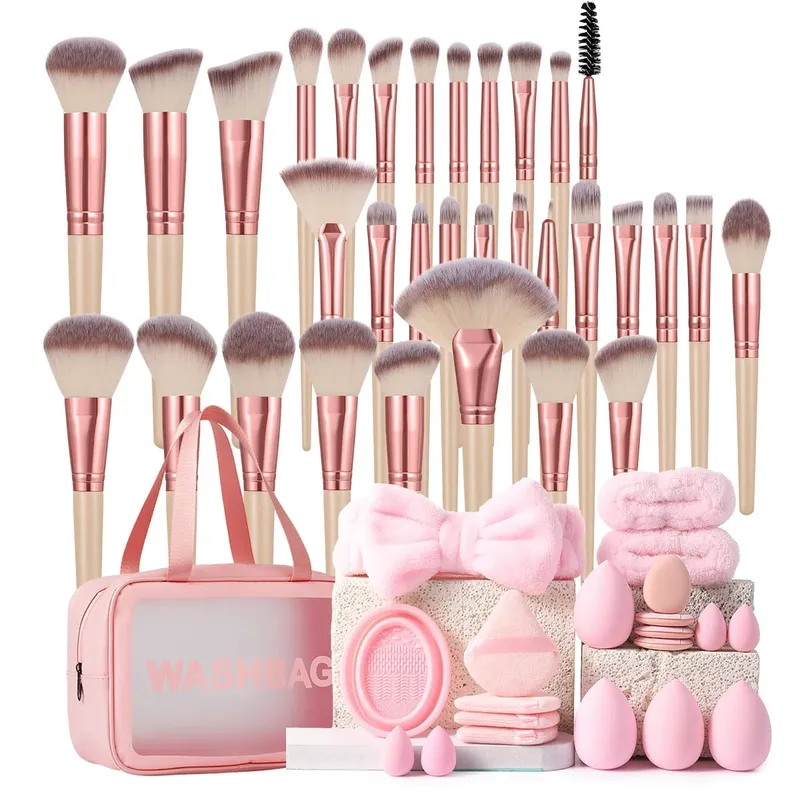 53PCS Makeup Tools:1PC cosmetic bag+32PCS Makeup brush set+8PCS Makeup Sponges+8PCS Powder Puffs+4PCS Makeup Tools