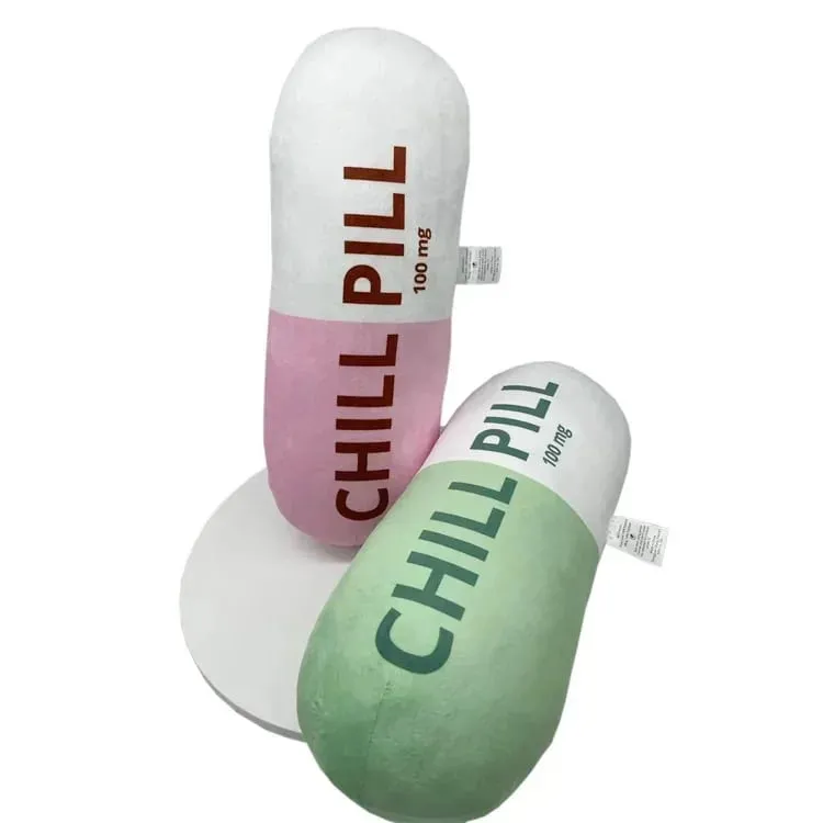 Funny Chill Pill Plush Pillow Cute Cartoon Stuffed Plushie Soft Sofa Cushion Hugging Doll Nap Sleep Pillow Birthday Gift — image 3
