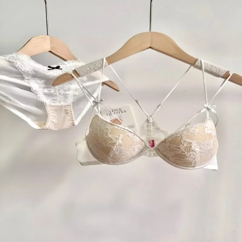 Conjunto de Lingerie Feminina com Fecho Frontal Sutiã Push-Up Sem Aro Com Bojo Fino Alças Delicadas Sexy e Requintado — image 9