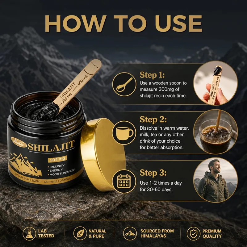 Shilajit Resin Original Pure 100% Himalaya Beauty Health Supplement Non-GMO Brain Memory Cognitive Energy Level Hormonal Balance