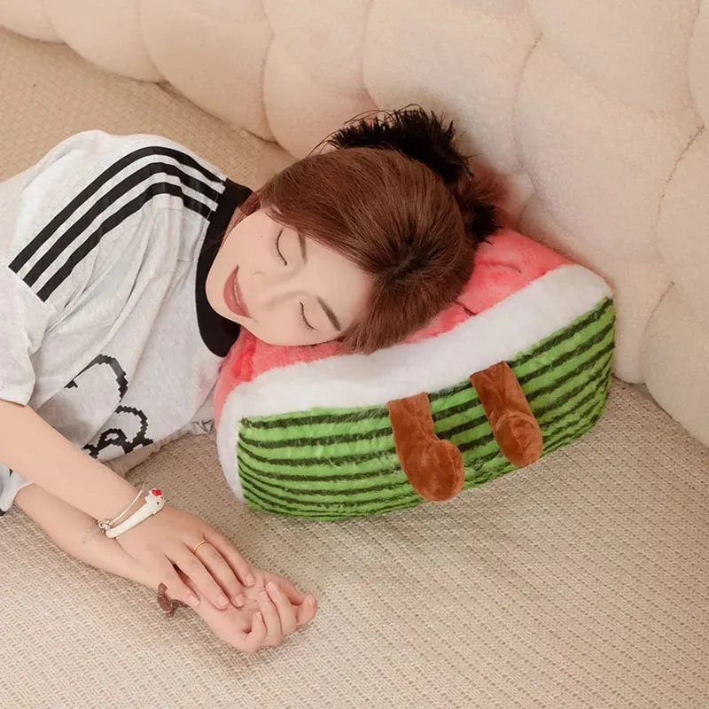 23/45cm Cute Watermelon Slice Plush Pillow Smiling Face Cute Triangular Fruit Red Cushion with Legs Plushie Decoration Gift