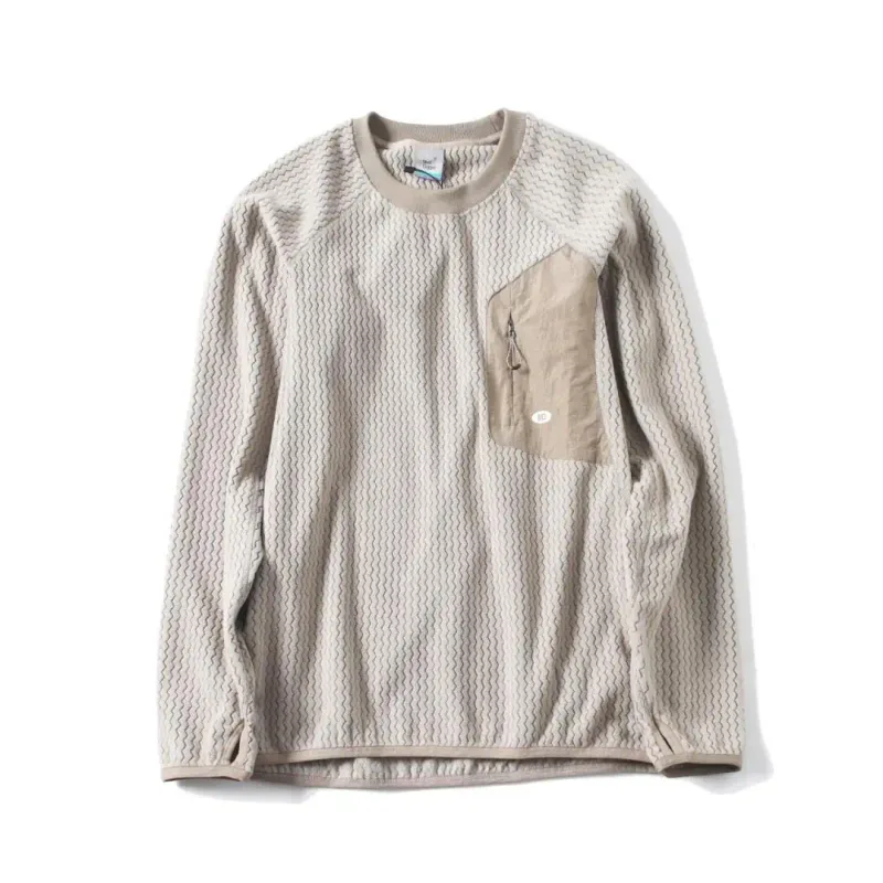 Mountain-Ready Crewneck: Engineered with Ribbed Neck Reflective Logo & Secure Chest Pocket for Outdoor Style Unisex