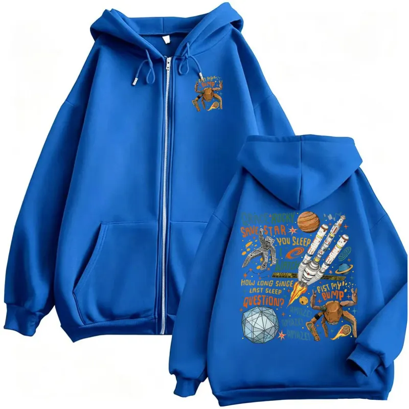 Project Hail Mary Zipper Hoodies Grace Rocky Save Stars Meme Sweatshirt Jacket Coats Men Women Fashion Casual Cozy Zip Up Hooded