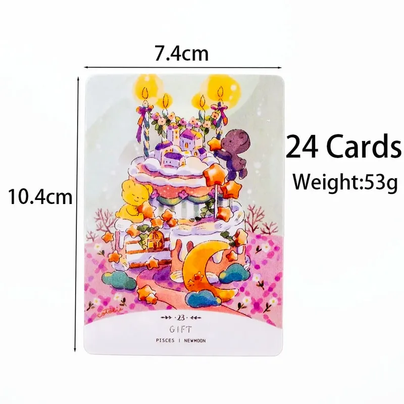Cotolie KUMACHAN MOON CARDS 24 Pcs Deck English Version Adorable Bear Oracle Cards Board Game for Family Party 10.4*7.4cm — image 4