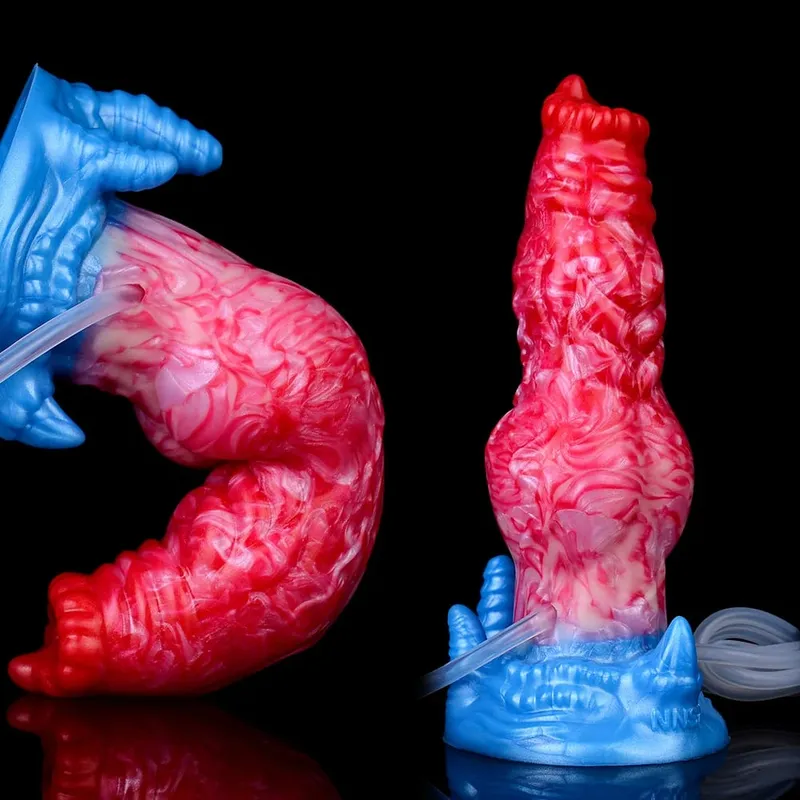 Huge Knot Squirting-Inflatable Dildo with Strong Sucker Silicone Inflat Anal Plug Trainer Beginner Sex Toys for Women Men