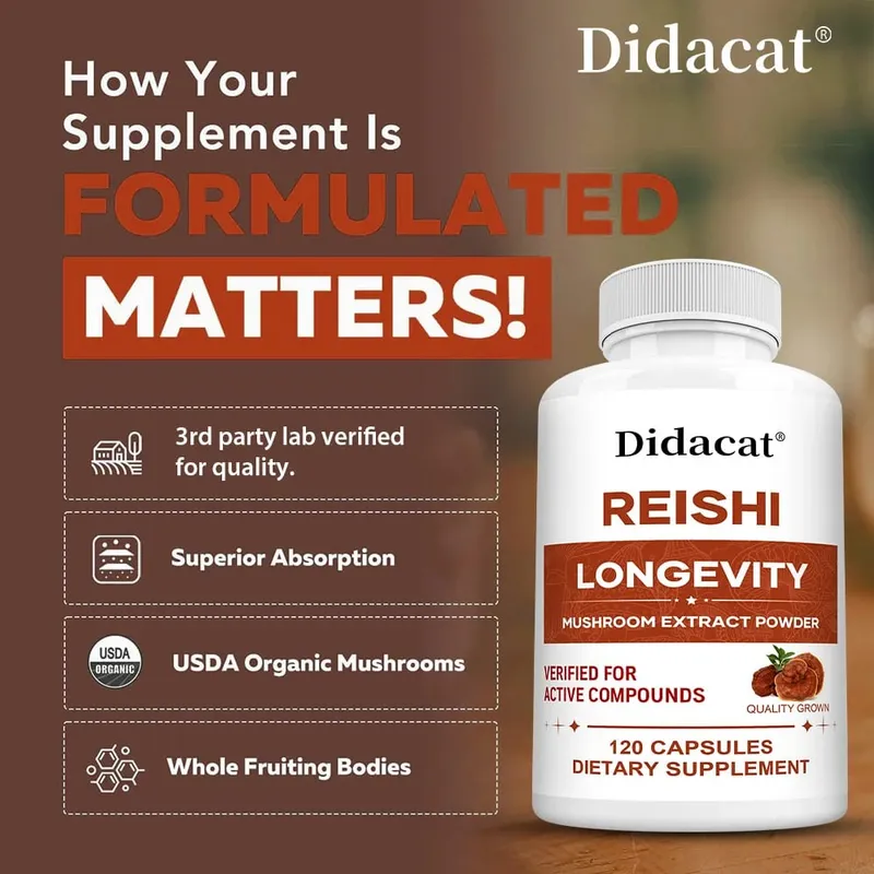 Reishi Extract Mushroom Supplements - Helps Boost The Immune System Supports Heart Health and Improved Sleep and Relaxation — image 5
