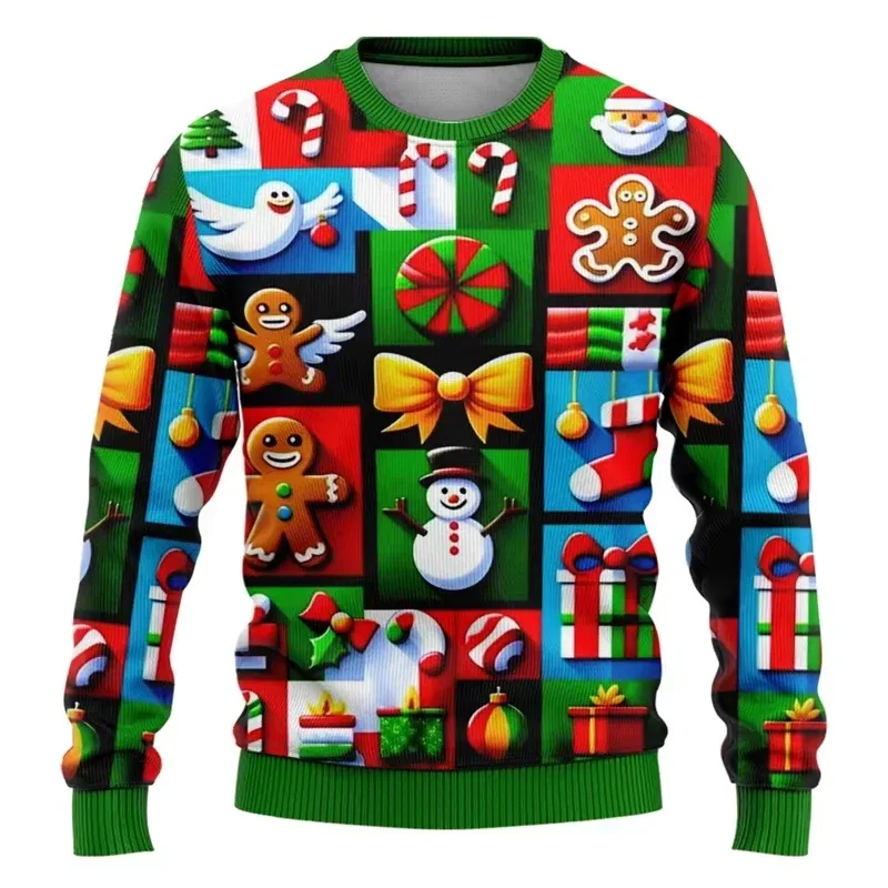 Moda 2026 feio camisola de natal engraçado natal gráfico moletom papai noel cosplay pullovers menino crewneck poliéster agasalho