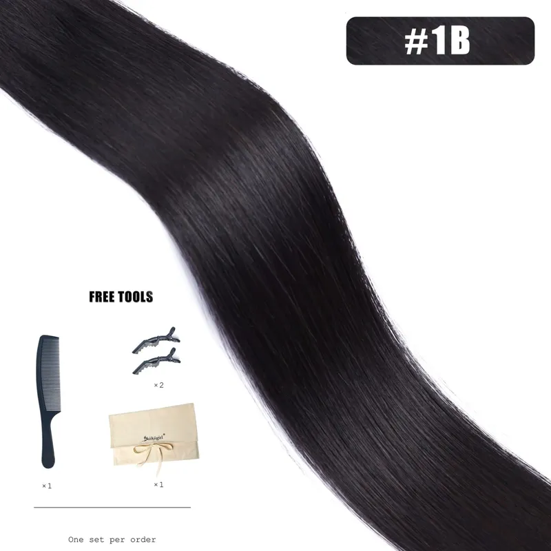 Butterfly Weft Hair Extensions Human Hair Invisible Flat PU with Hole Twin Tabs Hair Weft 12-24inch Micro link 100g — image 11