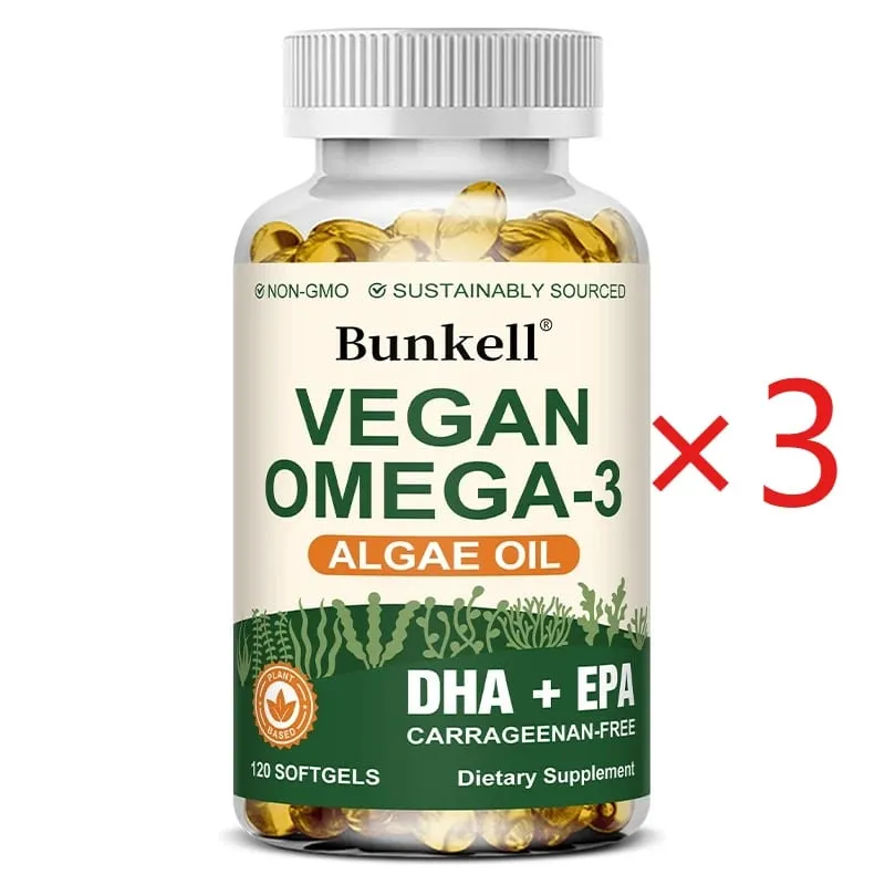 Omega 3 Algae Oil | Plus DHA EPA Non GMO Overall Health | Fish Oil Substitute 120 Capsules Soft Capsules