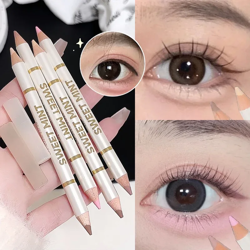 2-in-1 Apricot Pink Matte Under Eye Pencil Aegyo Sal Matte White Highlighter Lying Silkworm Pen Eye Makeup Easy To Use Eyeshadow — image 2