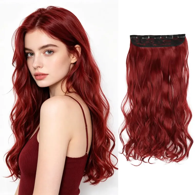 Kẹp tổng hợp trong phần mở rộng tóc 5 kẹp trong một mảnh sợi tóc lượn sóng nhiệt độ cao dành cho phụ nữ hàng ngày trong kỳ nghỉ tiệc tùng — image 14