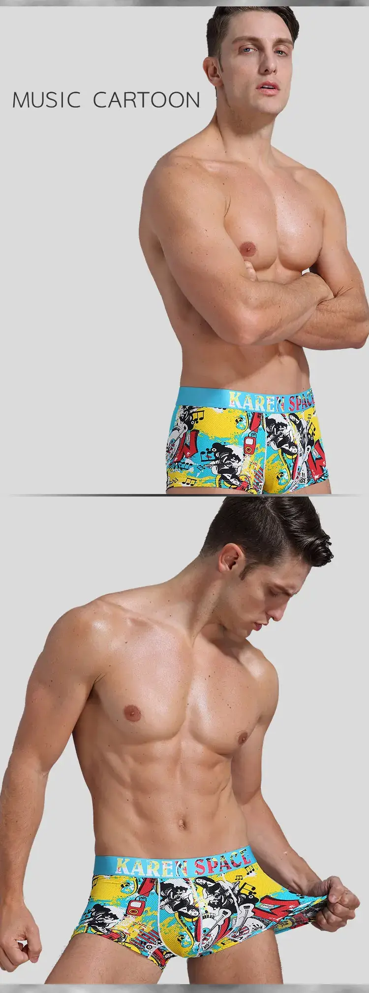 Cuecas masculinas boxer estampadas de seda com gelo respirável cuecas masculinas elegantes calcinhas confortáveis Calzoncillo Hombre — image 8