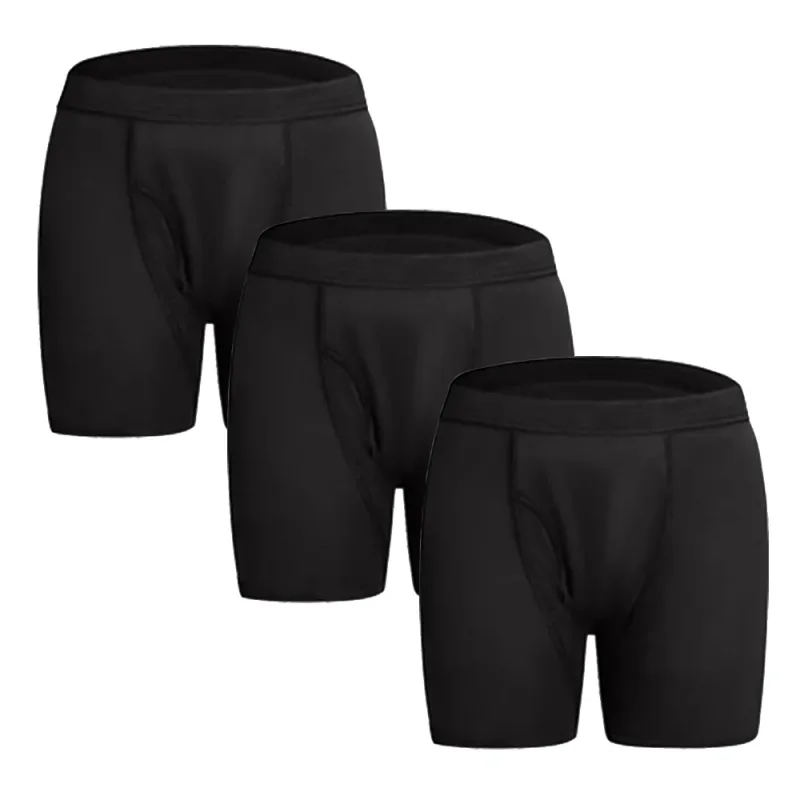 Mens Absorbent Incontinence Underwear Washable Open Fly Leakage Protective Briefs Adult Leak Proof Boxer 3 Pack
